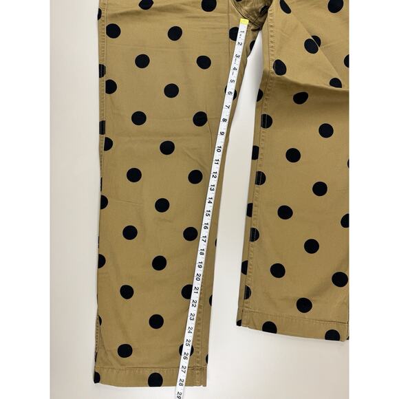 J.Crew Polka Dot Chino Pants Womens 8 Tan Black Ankle Crop 100% Cotton Preppy - Picture 2 of 12